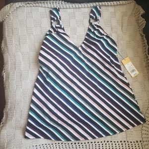 Women's Ring Detail Tankini Top - Kona Sol Stripe Size Small